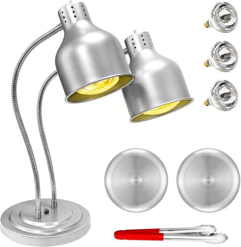 Original 500W Heat Lamp for Food, Commercial Black Food Warmer Lamp with 3 Bulbs, Adjustable and Flexible Buffet Heating Light for Catering, Restaurant, Party (Includes Plates & Tong) in Kuwait