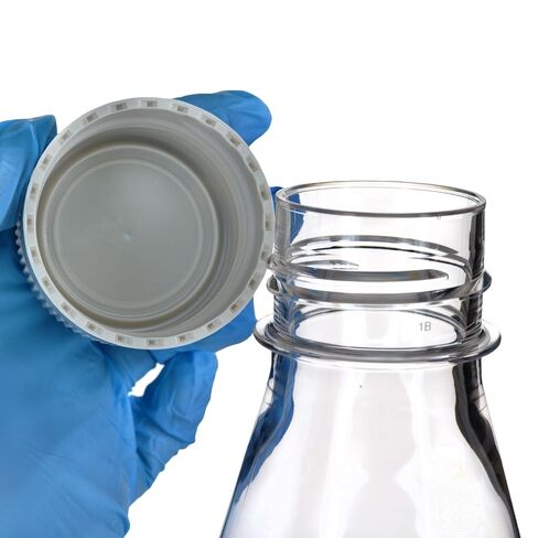 Eisco - حزمة من 4، قوارير PETG Erlenmeyer معقمة سعة 2 لتر، غير مهواة، ذات قاع محير، معقمة بأشعة غاما، USP الفئة VI، درجة مختبرية، تخزين كيميائي، ثقافة الخلايا، خلط in Kuwait