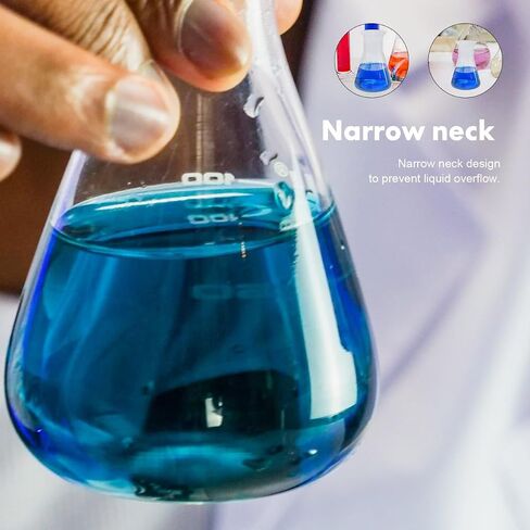 GLEAVI 6 قطع 100 مل مجموعة دورق إرلينماير البلاستيكية مع رقبة ضيقة متدرجة لخلط المختبر وقياس السائل in Kuwait