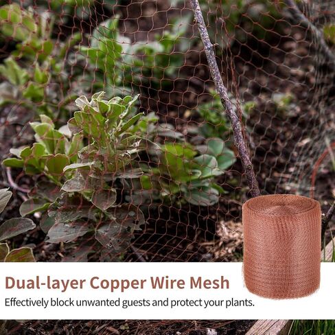 Copper Mesh Rodent Control Kit, 5 in x 98 ft Mouse Proof Wire Mesh with Scissors & Filler Tool, Double Layer Copper Wire Screen Roll for Pest Control, Gap Hole Filler for Home Garden in Kuwait