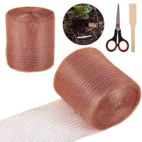 Copper Mesh Rodent Control Kit, 5 in x 98 ft Mouse Proof Wire Mesh with Scissors & Filler Tool, Double Layer Copper Wire Screen Roll for Pest Control, Gap Hole Filler for Home Garden in Kuwait