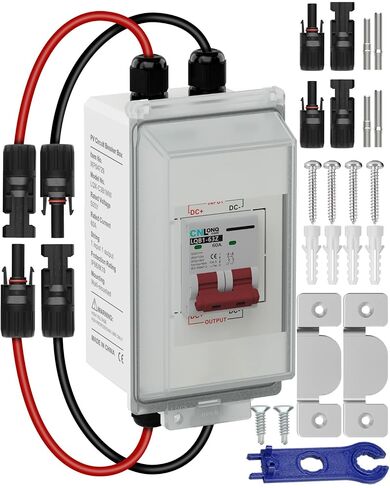 CNLONQ Solar PV Disconnect Switch 30A 500V DC Miniature Circuit Breaker IP66 Waterproof with PV Connector and Install Hook for Balcony Solar Panel, RV, Battery and Home in Kuwait