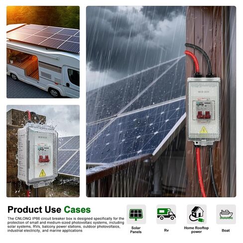 CNLONQ Solar PV Disconnect Switch 30A 500V DC Miniature Circuit Breaker IP66 Waterproof with PV Connector and Install Hook for Balcony Solar Panel, RV, Battery and Home in Kuwait