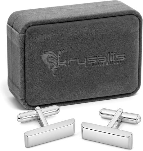 Sterling Silver Rectangle Edgy Gloss Cufflinks for Men - Luxury Men's Cuff Links With Elegant Gift Box - Crafted With .925 Sterling Silver - Suitable for All Occasions in Saudi Arabia