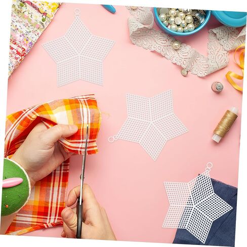 HORIALENCE 10Pcs DIY Plastic Mesh Sheets Star Shape 5.51X4.72In Clear Canvas for Embroidery Yarn Crafting Cross-Stitch Projects Versatile Plastic Needlepoint Mesh Material in Kuwait