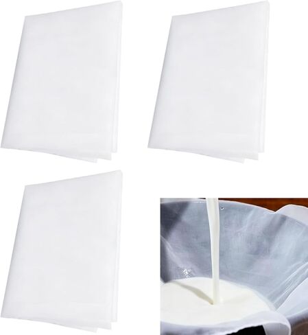 3 Pcs Nylon Mesh Fabric, 39.37 X 39.37 Inch Fine Mesh Fabric Sheet, Reusable Strainer Cloth for Milk Wine Juice (200 Mesh) in Kuwait