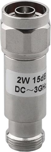 N Type Coaxial Attenuator 2W DC-3GHz 50 Ohm Male to Female Fixed RF Signal Reducer Copper Plated Silver Adjustable 1dB-50dB for Test and Measurement(5dB) in Kuwait