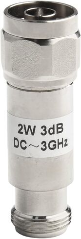 N Type Coaxial Attenuator 2W DC-3GHz 50 Ohm Male to Female Fixed RF Signal Reducer Copper Plated Silver Adjustable 1dB-50dB for Test and Measurement(5dB) in Kuwait