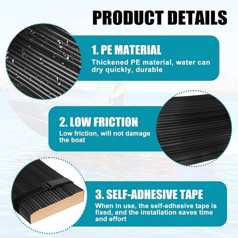 Bunk Wrap Kit Roll 24ft with Endcaps for Boat Trailer, 2"x6" Waterproof PE Synthetic Bunk Cover Replaces Carpet, Black in Kuwait