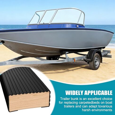 Bunk Wrap Kit Roll 24ft with Endcaps for Boat Trailer, 2"x6" Waterproof PE Synthetic Bunk Cover Replaces Carpet, Black in Kuwait