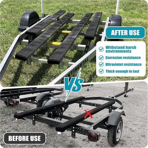 Bunk Wrap Kit Roll 24ft with Endcaps for Boat Trailer, 2"x6" Waterproof PE Synthetic Bunk Cover Replaces Carpet, Black in Kuwait