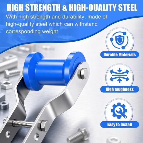 BBTO 2 Pack 4" Boat Trailer Rollers with Brackets, Blue Adjustable Keel Roller Assembly Kit, Galvanized Steel Bracket with Bolts, Fits 2" Trailer Tongue Frame in Kuwait