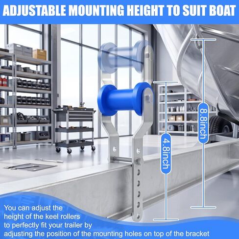 BBTO 2 Pack 4" Boat Trailer Rollers with Brackets, Blue Adjustable Keel Roller Assembly Kit, Galvanized Steel Bracket with Bolts, Fits 2" Trailer Tongue Frame in Kuwait