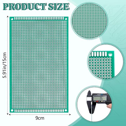 Tellegloww 10 قطع 9 × 15 سم لوحة PCB لوحة دوائر خضراء من جانب واحد مجموعة نموذج أولي عالمي لمشاريع الإلكترونيات التي تصنعها بنفسك تنطبق على مشاريع اللحام، لا توجد آثار مخفية، صديقة للمبتدئين in Kuwait