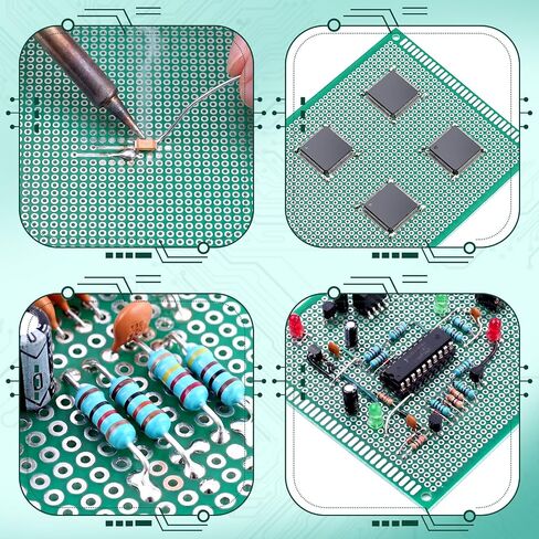 Tellegloww 10 قطع 9 × 15 سم لوحة PCB لوحة دوائر خضراء من جانب واحد مجموعة نموذج أولي عالمي لمشاريع الإلكترونيات التي تصنعها بنفسك تنطبق على مشاريع اللحام، لا توجد آثار مخفية، صديقة للمبتدئين in Kuwait