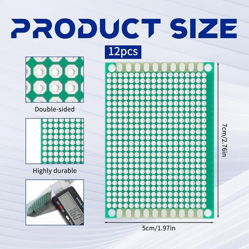 12 PCS 5x7cm FR4 Double Side Prototype PCB Board, Perf Board | Stripboard, Prototype PCB Tinned Universal Breadboard for DIY Electronics Projects Apply to Soldering Projects in Kuwait