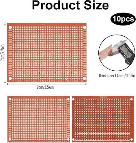 10 Pcs PCB Board Prototype Kit 90mm x 70mm Circuit Board Copper Strip Boards 744 Holes Perfboard Universal Printed Circuit Breadboard for DIY Soldering Electronic Experiment Projects in Kuwait