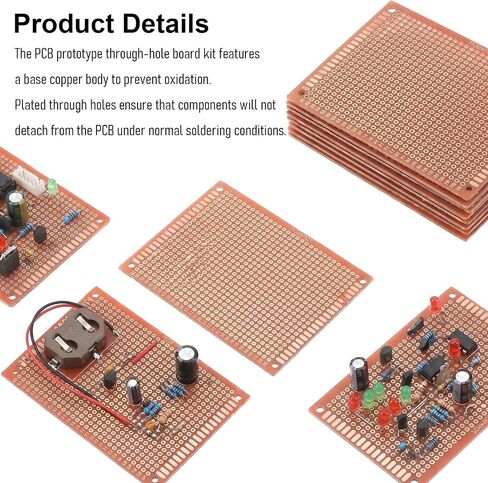10 Pcs PCB Board Prototype Kit 90mm x 70mm Circuit Board Copper Strip Boards 744 Holes Perfboard Universal Printed Circuit Breadboard for DIY Soldering Electronic Experiment Projects in Kuwait