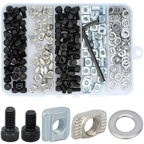 210Pcs Aluminum Extrusion M5 T-Nuts Screws Kit for 2020 2040 8020 Series Aluminum Extrusion Accessories Rail M5X8 M5X10 with Hex Wrench in Kuwait