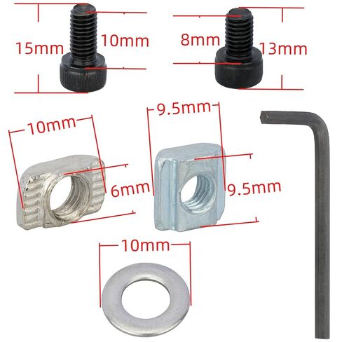 210Pcs Aluminum Extrusion M5 T-Nuts Screws Kit for 2020 2040 8020 Series Aluminum Extrusion Accessories Rail M5X8 M5X10 with Hex Wrench in Kuwait