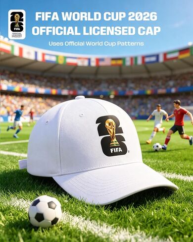 2026 Official FIFA World Cup Merchandise Baseball Cap, Adjustable Cotton Soccer Cap for Men&Women, Breathable Comfortable Football Fan Hat for Outdoor Sports, Travel, Match Day & Everyday Wear(White) in Kuwait