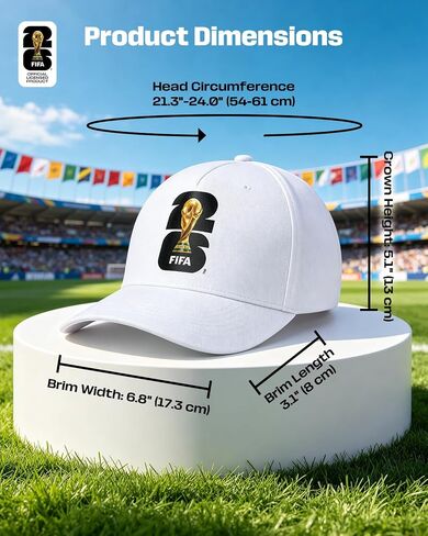 2026 Official FIFA World Cup Merchandise Baseball Cap, Adjustable Cotton Soccer Cap for Men&Women, Breathable Comfortable Football Fan Hat for Outdoor Sports, Travel, Match Day & Everyday Wear(White) in Kuwait