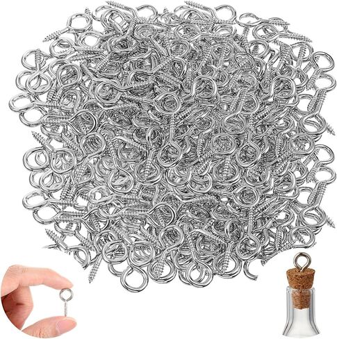 1000 Pack 1 Inch Small Screw Eye, Metal Eye Shape Screw Hook Self Tapping Screw Hook Ring, Hanging Hooks Eyebolt Ring Zinc Plated in Kuwait