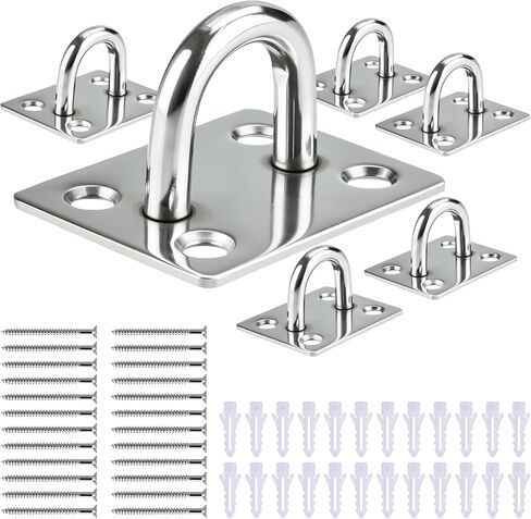 10 PCS Pad Eye Hooks Stainless Steel Ceiling Hooks Ring Hook, Secure Eye Plate Kit for Home Gym, Punching Bag, Hammock Hooks for Wall/Ceiling Mount, Indoor & Outdoor in Kuwait