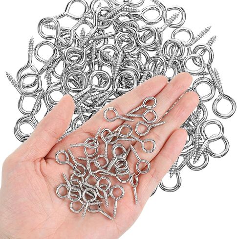 1000 Pack 1 Inch Small Screw Eye, Metal Eye Shape Screw Hook Self Tapping Screw Hook Ring, Hanging Hooks Eyebolt Ring Zinc Plated in Kuwait