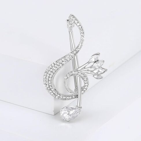 Sparkling Rhinestone Musical Note Brooch Pin Gold/Silver/Blue/Purple Crystal Note Brooch Lapel Pins 70/80S Music Enthusiast Pin Suit Dress Bag Hat Jewelry for Women in Saudi Arabia