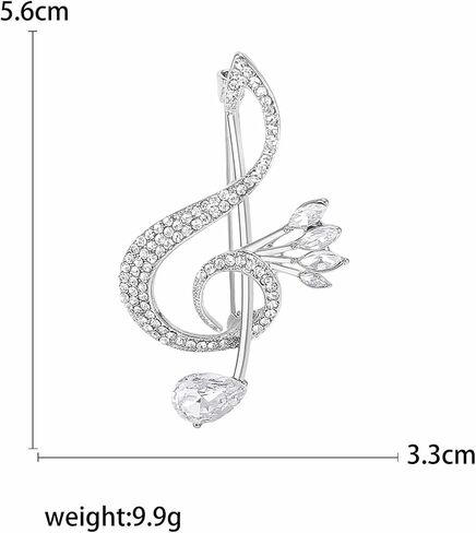 Sparkling Rhinestone Musical Note Brooch Pin Gold/Silver/Blue/Purple Crystal Note Brooch Lapel Pins 70/80S Music Enthusiast Pin Suit Dress Bag Hat Jewelry for Women in Saudi Arabia