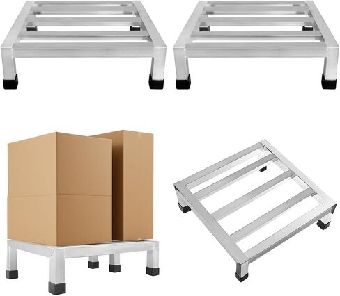 4 Pcs Dunnage Rack 13.8X 13.8 x 3.9in Stainless Steel Dunnage Rack 2000 LBS Storage Shelves for Restaurant Kitchens Shop Commercial Food Service in Kuwait