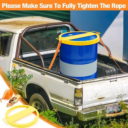 Zonon Steel Drum Tie Down for 55 Gallon Bucket 1 Steel Drum Securing Lid and 2 Pack Adjustable Ratchet Strap Transporting 55 Gallon Drums in Kuwait