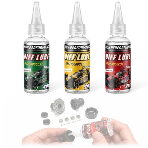 3 زجاجات طقم زيت تفاضلي RC 10K 30K 50K cSt 2OZ سيليكون RC مجموعة سائل فرق للتفاضلات المختومة، زيت تفاضلي للسيارة عالي اللزوجة لسيارات R/C بمقياس 1/10 و1/8 والشاحنات والعربات (عبوة واحدة، 60 مل) in Kuwait