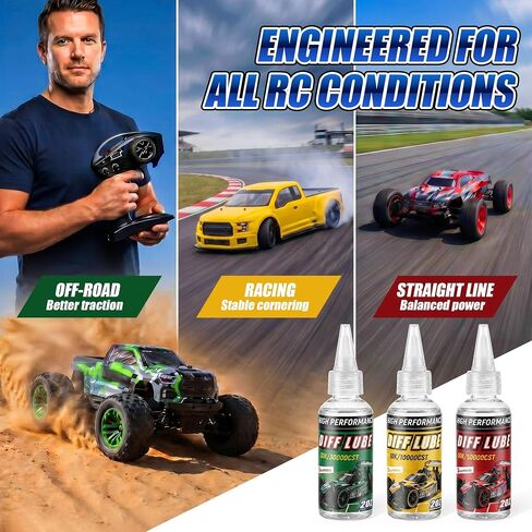 3 زجاجات طقم زيت تفاضلي RC 10K 30K 50K cSt 2OZ سيليكون RC مجموعة سائل فرق للتفاضلات المختومة، زيت تفاضلي للسيارة عالي اللزوجة لسيارات R/C بمقياس 1/10 و1/8 والشاحنات والعربات (عبوة واحدة، 60 مل) in Kuwait