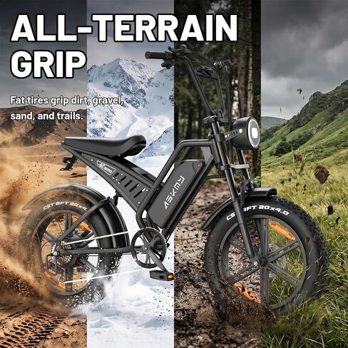 Mountain Ebike، دراجة كهربائية للبالغين للطرق الثلجية والشاطئ، دراجة كهربائية بإطارات سميكة للبالغين 1500 وات ذروة 48 فولت 15 أمبير في الساعة in Kuwait