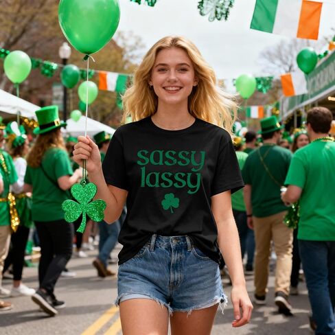 قميص عيد القديس باتريك للسيدات: تي شيرت Lucky Irish تي شيرت برسومات شامروك تي شيرت أيرلندي برقبة دائرية وأكمام قصيرة كاجوال in Kuwait