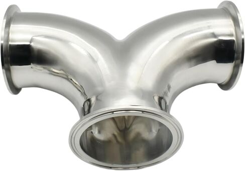 304 Stainless Steel Y-Bend 3-Way Cross Sanitary Joint for Home Brewing - 3/4in to 4in Tube OD, Three Clamp Design(57mm Ferrule 77.5) in Kuwait