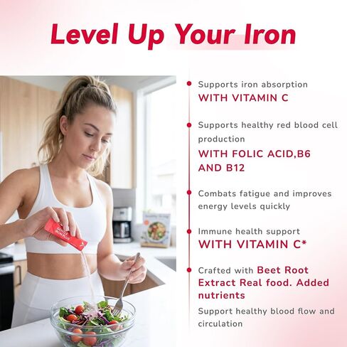 Gentle Iron Supplement for Women Men: Slow Release Iron Pills Clinically Shown to Support Increase Iron Levels Patented SunActive Tech, with Vitamin C, B12, B6 & Folic Acid,18 mg,20 Tablets in Saudi Arabia