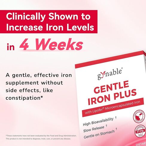 Gentle Iron Supplement for Women Men: Slow Release Iron Pills Clinically Shown to Support Increase Iron Levels Patented SunActive Tech, with Vitamin C, B12, B6 & Folic Acid,18 mg,20 Tablets in Saudi Arabia