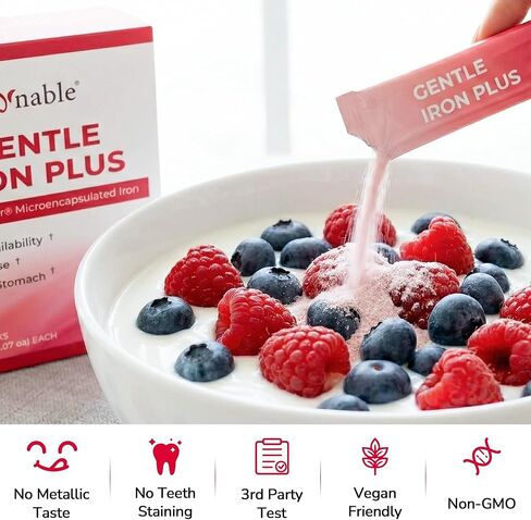 Gentle Iron Supplement for Women Men: Slow Release Iron Pills Clinically Shown to Support Increase Iron Levels Patented SunActive Tech, with Vitamin C, B12, B6 & Folic Acid,18 mg,20 Tablets in Saudi Arabia