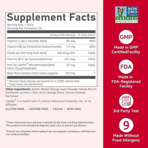 Gentle Iron Supplement for Women Men: Slow Release Iron Pills Clinically Shown to Support Increase Iron Levels Patented SunActive Tech, with Vitamin C, B12, B6 & Folic Acid,18 mg,20 Tablets in Saudi Arabia