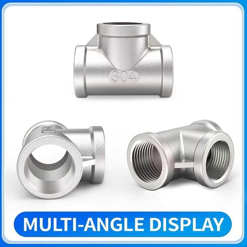 ChillWaves 304 Stainless Steel Pipe Fitting, Tee 1" x 1" x 1" NPT Female Thread Adapter(2-PACK) in Kuwait
