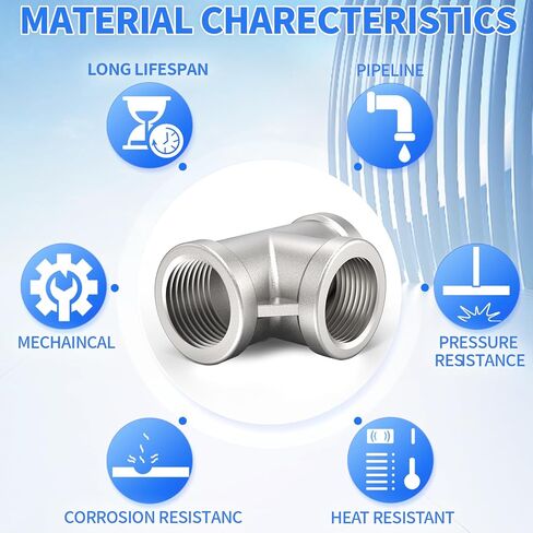 ChillWaves 304 Stainless Steel Pipe Fitting, Tee 1" x 1" x 1" NPT Female Thread Adapter(2-PACK) in Kuwait