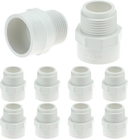 QWORK 10 Pcs 3/4 Inch PVC Fittings Male Adapter, Socket x Male Pipe Thread, 2 Way PVC Pipe Coupling in Kuwait