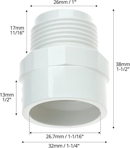 QWORK 10 Pcs 3/4 Inch PVC Fittings Male Adapter, Socket x Male Pipe Thread, 2 Way PVC Pipe Coupling in Kuwait