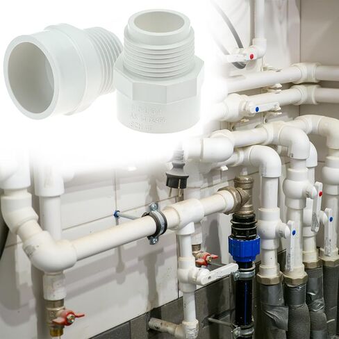 QWORK 10 Pcs 3/4 Inch PVC Fittings Male Adapter, Socket x Male Pipe Thread, 2 Way PVC Pipe Coupling in Kuwait