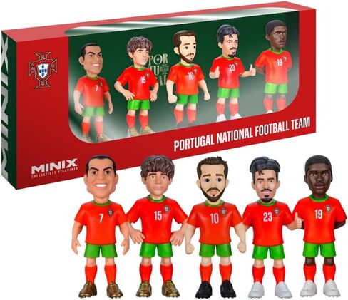 Minix Portugal National Team Soccer Figurines 5-Pack | Ronaldo Bruno Fernandes Bernardo Silva Vitinha Nuno Mendes | Official 7cm Collectible Figures in Kuwait