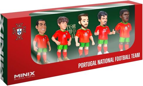 Minix Portugal National Team Soccer Figurines 5-Pack | Ronaldo Bruno Fernandes Bernardo Silva Vitinha Nuno Mendes | Official 7cm Collectible Figures in Kuwait