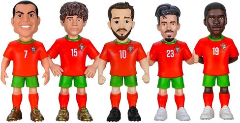 Minix Portugal National Team Soccer Figurines 5-Pack | Ronaldo Bruno Fernandes Bernardo Silva Vitinha Nuno Mendes | Official 7cm Collectible Figures in Kuwait